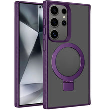 For Samsung S25 Ultra Case Soft w/ Magnetic Circle Metal Stand + Tempered Glass