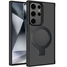 For Samsung S25 Ultra Case Soft w/ Magnetic Circle Metal Stand + Tempered Glass