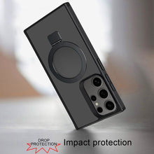 For Samsung S25 Ultra Case Soft w/ Magnetic Circle Metal Stand + Tempered Glass