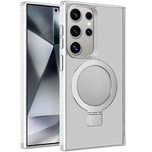 For Samsung S25 Ultra Case Soft w/ Magnetic Circle Metal Stand + Tempered Glass