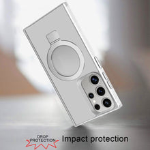 For Samsung S25 Ultra Case Soft w/ Magnetic Circle Metal Stand + Tempered Glass