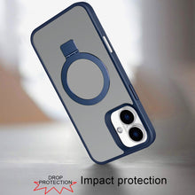 For iPhone 16 6.1inch Case Soft Touch Magnetic Circle Stand + Tempered Glass