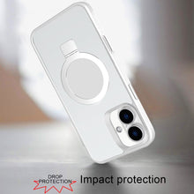 For iPhone 16 6.1inch Case Soft Touch Magnetic Circle Stand + Tempered Glass