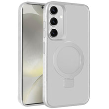 For Samsung S25/S24 Case Soft with Magnetic Circle Metal Stand + Tempered Glass