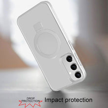 For Samsung S25/S24 Case Soft with Magnetic Circle Metal Stand + Tempered Glass