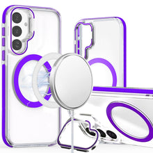 For Samsung S25+/S24+ Case Magnetic Circle Camera Lens Stand + Tempered Glass