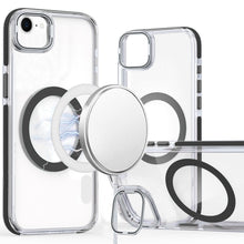 For iPhone 16e Case Magnetic Circle Camera Lens Stand Cover + Tempered Glass