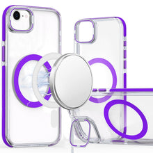 For iPhone 16e Case Magnetic Circle Camera Lens Stand Cover + Tempered Glass