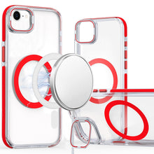 For iPhone 16e Case Magnetic Circle Camera Lens Stand Cover + Tempered Glass