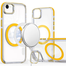 For iPhone 16e Case Magnetic Circle Camera Lens Stand Cover + Tempered Glass