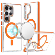 For Samsung S25 Ultra Case Magnetic Circle Camera Lens Stand + Tempered Glass