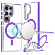 For Samsung S25 Ultra Case Magnetic Circle Camera Lens Stand + Tempered Glass