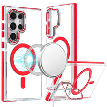 For Samsung S25 Ultra Case Magnetic Circle Camera Lens Stand + Tempered Glass
