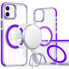 For iPhone 11 6.1 in. Case Magnetic Circle Camera Lens Stand + Tempered Glass