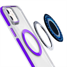 For iPhone 11 6.1 in. Case Magnetic Circle Camera Lens Stand + Tempered Glass