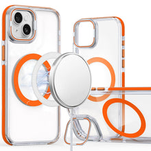 For iPhone 15 Case Magnetic Circle Rear Camera Lens Stand + 2 Tempered Glass