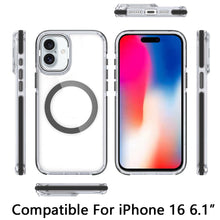 For iPhone 16 6.1inch Case Magnetic Circle Camera Lens Stand + Tempered Glass