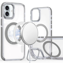 For iPhone 16 6.1inch Case Magnetic Circle Camera Lens Stand + Tempered Glass