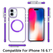 For iPhone 16 6.1inch Case Magnetic Circle Camera Lens Stand + Tempered Glass