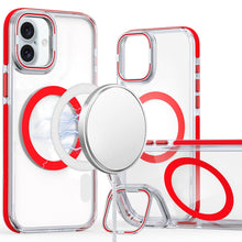 For iPhone 16 6.1inch Case Magnetic Circle Camera Lens Stand + Tempered Glass