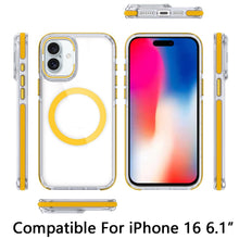 For iPhone 16 6.1inch Case Magnetic Circle Camera Lens Stand + Tempered Glass