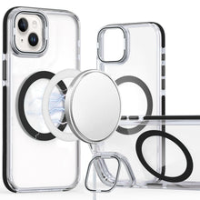 For iPhone 13/14 Case Magnetic Circle Camera Lens Stand Cover + Tempered Glass