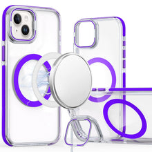 For iPhone 13/14 Case Magnetic Circle Camera Lens Stand Cover + Tempered Glass