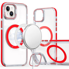 For iPhone 13/14 Case Magnetic Circle Camera Lens Stand Cover + Tempered Glass