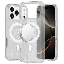 For iPhone 17 Pro Max Case Magnetic Circle Glitter Translucent + Tempered Glass