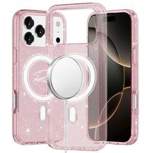 For iPhone 17 Pro Max Case Magnetic Circle Glitter Translucent + Tempered Glass