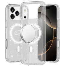 For iPhone 17 PRO Case Thick Magnetic Circle Glitter Translucent +Tempered Glass