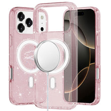 For iPhone 17 PRO Case Thick Magnetic Circle Glitter Translucent +Tempered Glass