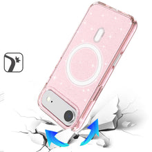 For iPhone Air Case Thick Magnetic Circle Glitter Translucent +Tempered Glass
