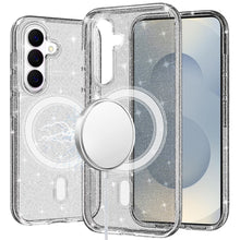 For Samsung S26+ Plus Case Magnetic Circle Glitter Translucent + Tempered Glass