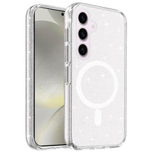 For Samsung S25+/S24+ Case Magnetic Circle Glitter Translucent + Tempered Glass