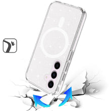 For Samsung S25+/S24+ Case Magnetic Circle Glitter Translucent + Tempered Glass