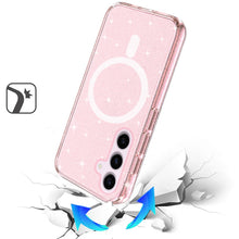 For Samsung S25+/S24+ Case Magnetic Circle Glitter Translucent + Tempered Glass