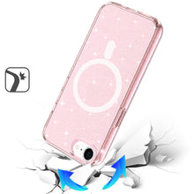 For iPhone 16e Case Magnetic Circle Glitter Translucent Cover + Tempered Glass