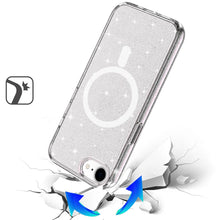 For iPhone 16e Case Magnetic Circle Glitter Translucent Cover + Tempered Glass