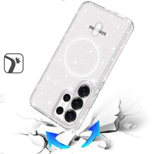 For Samsung S26 Ultra Case Magnetic Circle Glitter Translucent + Tempered Glass