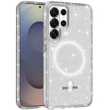 For Samsung S26 Ultra Case Magnetic Circle Glitter Translucent + Tempered Glass