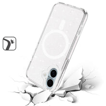For iPhone 16 6.1inch Case Magnetic Circle Glitter Translucent + Tempered Glass