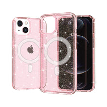 For iPhone 8 Plus/7 Plus Case Magnetic Ring Glitter Translucent + Tempered Glass