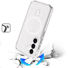 For Samsung S26 6.3" Case Magnetic Circle Glitter Translucent + Tempered Glass