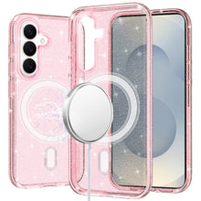 For Samsung S26 6.3" Case Magnetic Circle Glitter Translucent + Tempered Glass