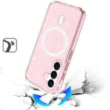 For Samsung S26 6.3" Case Magnetic Circle Glitter Translucent + Tempered Glass