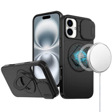 For iPhone 16 Plus 6.7in Case Protection Stand Magnetic Circle + Tempered Glass