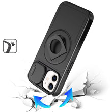 For iPhone 11 6.1 in. Case Full Protection Stand Magnetic Circle +Tempered Glass