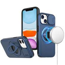 For iPhone 11 6.1 in. Case Full Protection Stand Magnetic Circle +Tempered Glass