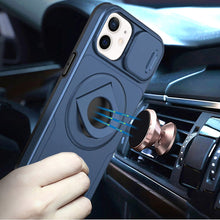 For iPhone 11 6.1 in. Case Full Protection Stand Magnetic Circle +Tempered Glass